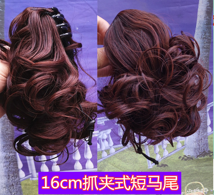 Wig female clip-style ponytail ultra-short hair curly ponytail clip ponytail braid natural realistic perm ponytail hair extension piece