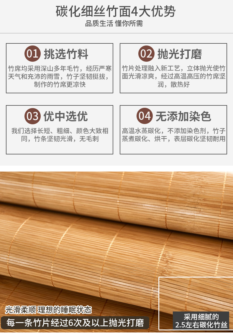 Triều đại hoàng gia chiếu tre mát tre thảm cỏ 1,8 ghế gấp ghế điều hòa nhiệt độ hai mặt ghế kép sử dụng cỏ tre mat 1.5 - Thảm mùa hè chiếu tre cao cấp