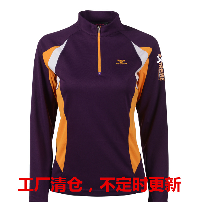 Spring and summer outdoor thin ladies style long sleeve speed dry T-shirt multi-color upright collar breathable quick dry hiking and sunscreen