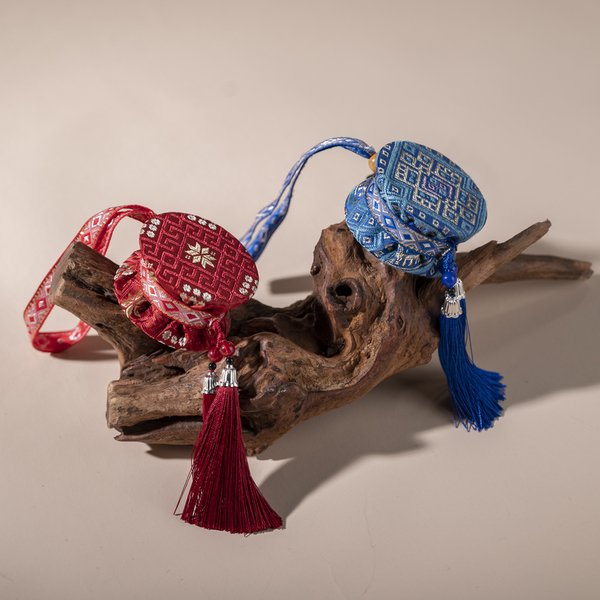 Guangxi Zhuang Ethnic Cultural Creative Zhuang Brocade Handmade Copper Drum Pendant Tourist Ethnic Style Souvenir