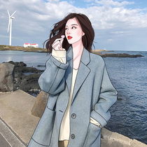 2021 new small man retro lazy woolen jacket cashmere double woolen coat large size womens short