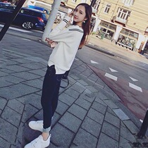 2021 spring high-end wide leg pants two-piece set age reduction fashion Hong Kong style set female retro chic autumn and winter