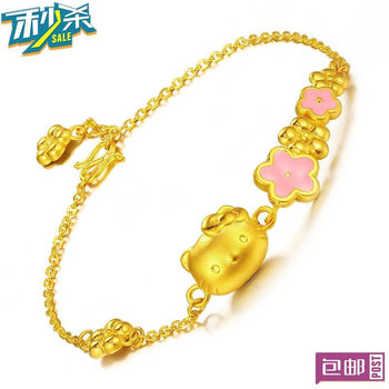 Kt cat gold bracelet women euro coin gold love bow