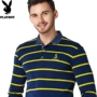 Playboy Autumn Polo Áo sơ mi Business Casual Slim Lapel T-shirt Stitching Màu nam dài tay ao thun polo nam