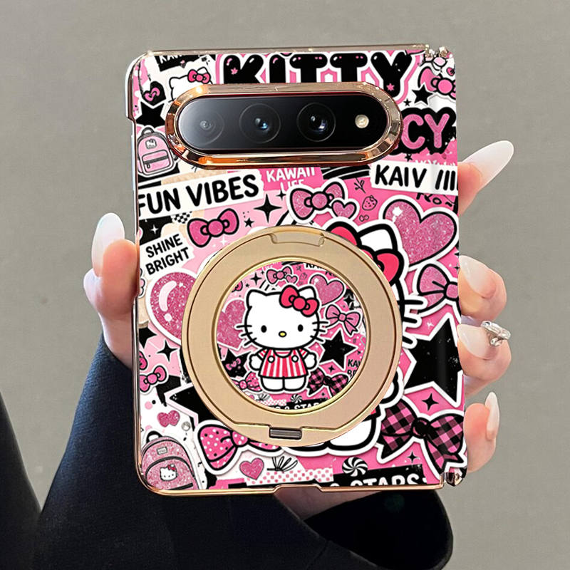 Suitable for Xiaomi 18Fold Phone Case, Wide Folding Pink and Black Hello Kitty Cute Cartoon Girl Gothic Style Full Coverage Huawei Puraxmax/Apple Iphoneduo/Samsung Zfold8 Suitable for Xiaomi 18Fold Phone Case, Wide Folding Pink and Black Hello Kitty Cute Cartoon Girl Gothic Style Full Coverage Huawei Puraxmax/Apple Iphoneduo/Samsung Zfold8