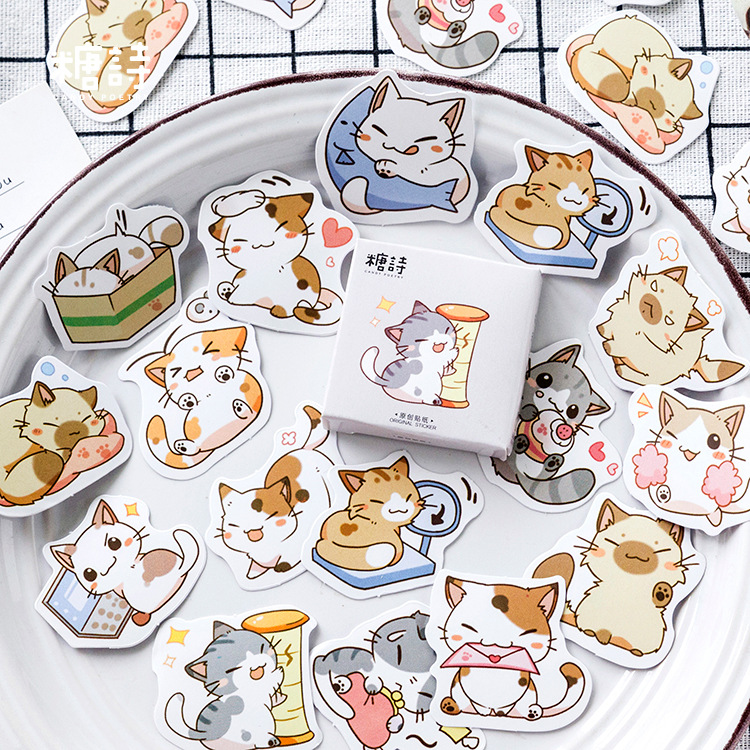Do my meow little cat hand book diary stickers Cartoon cute decoration album diy sticker art sealing boxed stickers