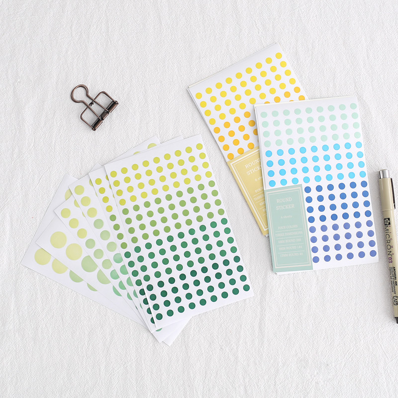 Color small round point sticker round label paper hand account material photo book DIY decorative marker Key logo sticker