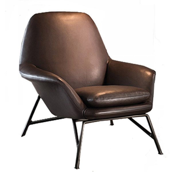 Custom Nordic Minimalist Living-room Single Casual Sofa Chair Upscale Clubhouse Sample Room Leather Lounge Designer Chair