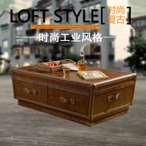 Creative American Village Leisure Old Vintage Tea Table Leather Box Hollow Rectangular Wine House Clubhouse