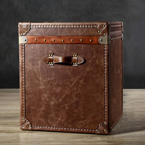 French country American vintage leather box style corner a few side cabinet European furniture bedside table coffee table custom