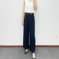 2022 New mulberry silk broadlegged pants female summer thin high waist pituality loose straight cylinder 90% pants black display slim trousers