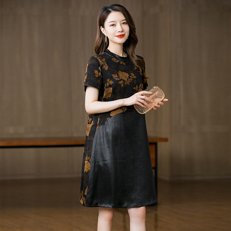 Fragrant Cloud Yarn Women's Clothing Special Cabinet Foreign Dress 2022 Summer New Mulberry Silk Medium Long Dress Small Sub-Mother Dress