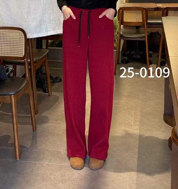 Ying Ming Qi Official Store Genuine Product 109 Models Plus Size Fashion Casual Loose Slimming Elastic Straight Pants with Fleece Lining