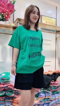 Yingmingqi Official Store Genuine 2021 New Plus-Size Fashion Casual Slimming Loose Fit Concealing Fat T-Shirt for Women