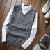 Áo len cổ lọ cho học sinh mùa xuân và mùa thu áo vest nam công sở Dệt kim Vest