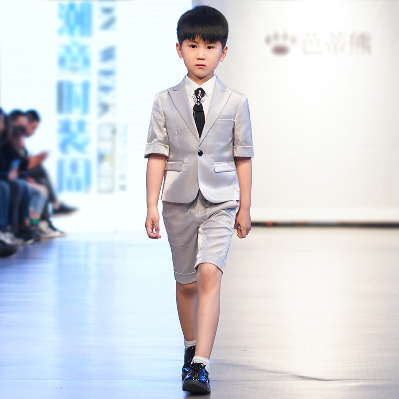 Boys suit summer short-sleeved children's dress flower girl small suit host costume catwalk piano performance costume - Taobao