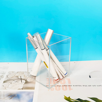 Simple acrylic transparent square pen holder student office desktop decoration eyebrow pencil makeup brush multi-functional storage