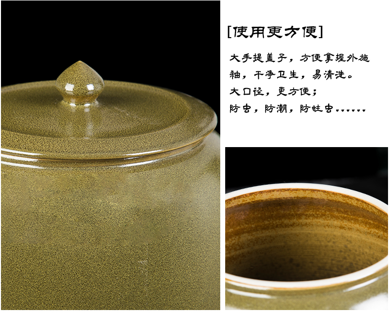 Jingdezhen ceramic barrel storage tank 20 jins 30 jins ricer box of household ceramics 50 kg moisture insect - resistant water jar with cover