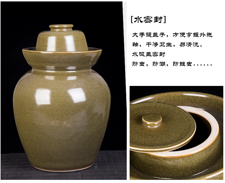 Ceramic double pickle jar lid seal pickled kimchi jar salty duck egg storage jar domestic large - sized pickle jar