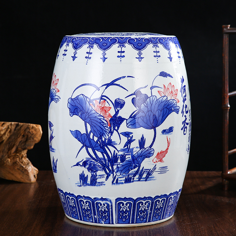 Jingdezhen ceramic barrel ricer box tank 20 jins 30 jins of 50 kg sealed storage tank with cover sealed container