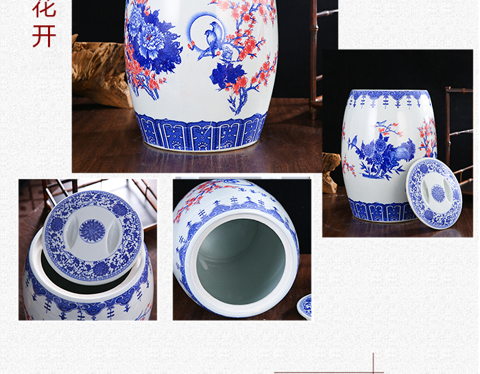 Jingdezhen ceramic barrel ricer box tank 20 jins 30 jins of 50 kg sealed storage tank with cover sealed container