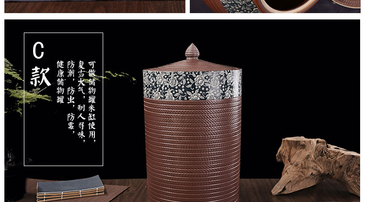 Jingdezhen ceramic barrel ricer box 20 jins of 50 kg 100 catties of household ceramics storage tank is sealed container caddy fixings