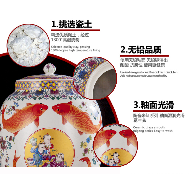 Jingdezhen ceramic barrel ricer box store meter box 20 jins 50 kg of the packed with cover seal storage tank with moistureproof insect - resistant