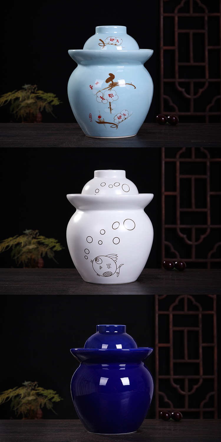 Jingdezhen ceramic pickle jar household small pickled pickles pickles multigrain storage tank sealing pickle jar