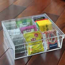 Transparent acrylic desktop storage box tea tea bag coffee bag storage box divider box divider box sugar storage box