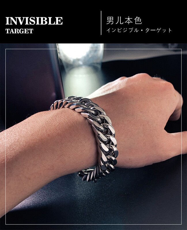 Punk Cuban Chain High-End Men's Japanese and Korean Bracelet Trendy Boys Titanium Steel Fashion Hip-Hop Trendy Student Basketball Jewelry