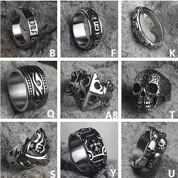 Bague homme ROCK PUNK en Acier au titane - Ref 3086479 Image 1