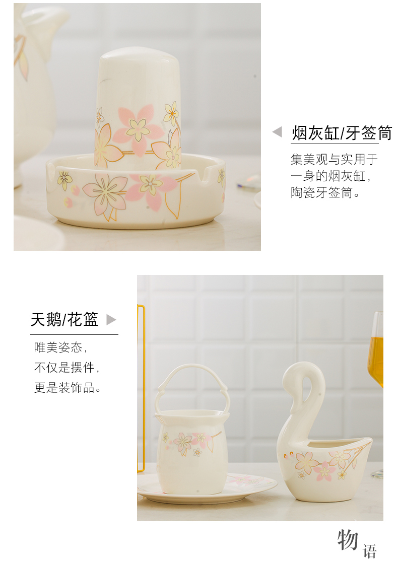 The dishes suit jingdezhen tableware suit Korean I and contracted ipads bowls bowl chopsticks household combination plate