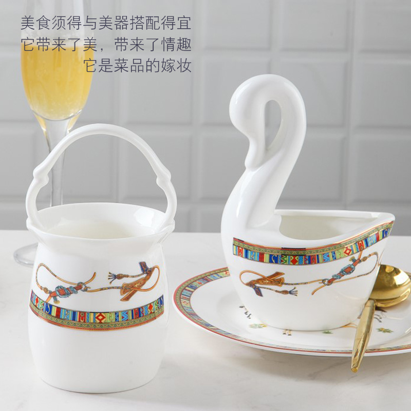 The head of 60 ipads porcelain tableware suit of jingdezhen ceramics tableware suit Chinese style household gift set of dishes set chopsticks