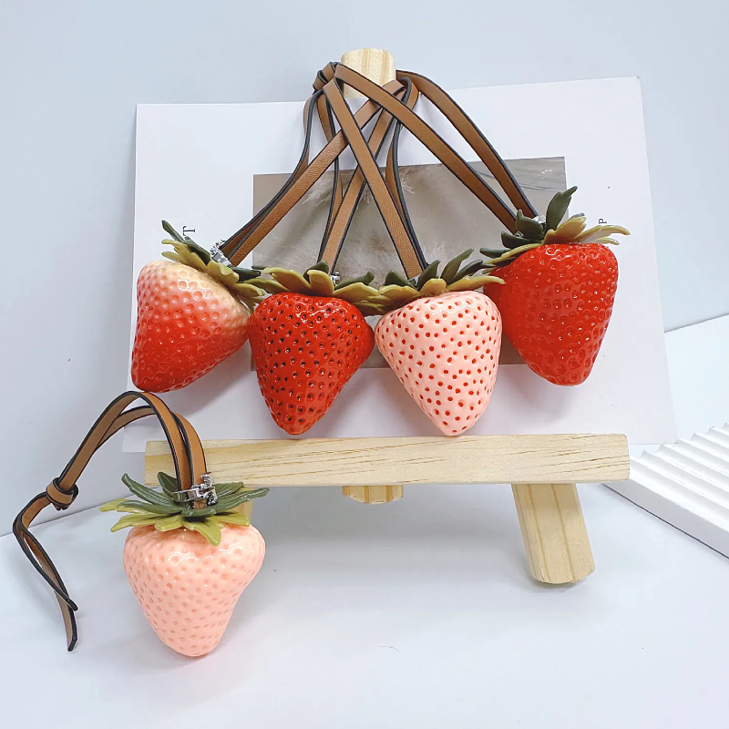 Tb Strawberry Pendant Keychain Fashionable Imitation Small Strawberry Bag Pendant Car Decoration Pendant Creative Gift