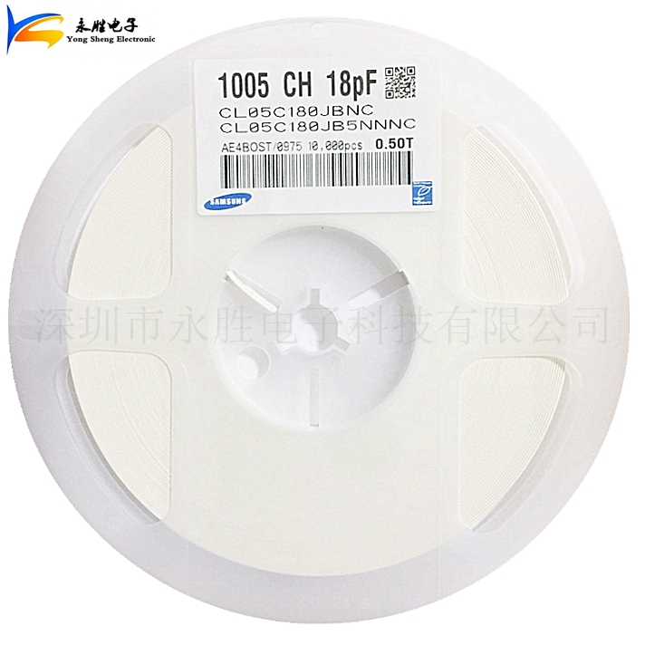 0402 SMD capacitor 18P 18pF ±5% 50V COG CL05C180JB5NNNC 10000