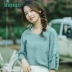 Inman flagship shop 2019 hè mới họa tiết rỗng cổ rỗng bông nguyên chất bên đèn lồng tay áo sơ mi nữ - Áo sơ mi áo sơ mi nữ cổ trụ Áo sơ mi