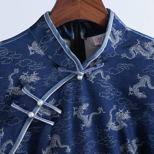 Бархатное демисезонное ципао, элегантное ретро платье, 2020 года, китайский стиль, длина миди