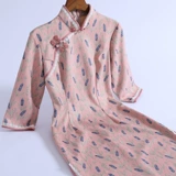 Демисезонное ципао, длинное ретро бархатное платье с рукавами, 2020 года