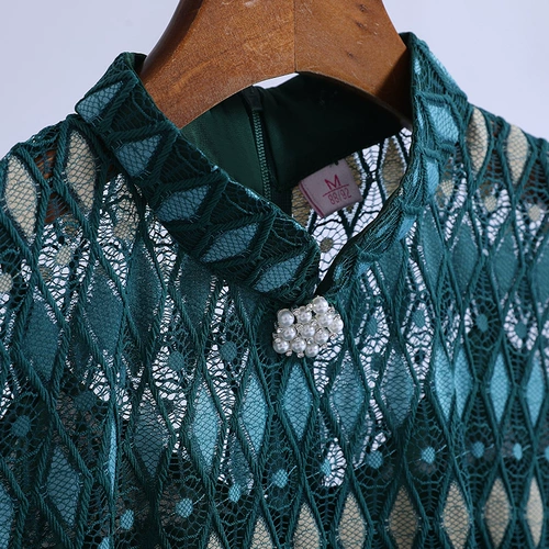 Демисезонное длинное ципао, кружевное ретро платье с рукавами, 2020 года, китайский стиль