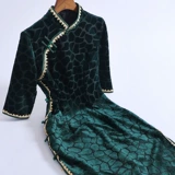 Демисезонное длинное ципао, бархатное платье с рукавами, 2020 года, китайский стиль