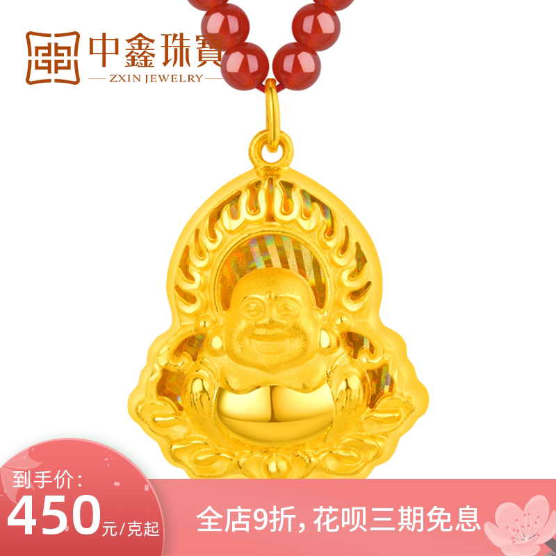 Gold Buddha pendant male and female with 9999 foot gold flame Buddha necklace pendant Ben's life pure golden Millover to send Mom
