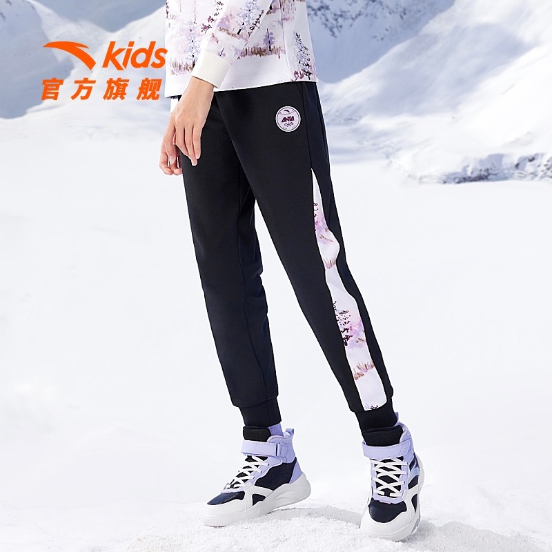 (Mall same section) Antread girl pants 2023 autumn winter new plus suede warm sports pants Outdoor casual pants-Taobao