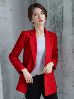 Red small blazer women 2021 Spring and Autumn New Korean casual versatile temperament this year popular suit top