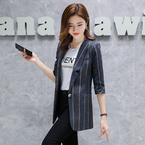 Net red striped blazer Women wide pine Yang temperament 2021 spring and summer Korean English style small suit top thin