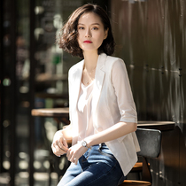 Net red small suit jacket womens thin spring and summer short Korean version of casual Joker suit fashion cotton lace top