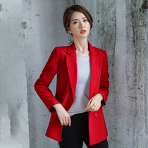 Red small blazer women 2021 Spring and Autumn New Korean casual versatile temperament this year popular suit top