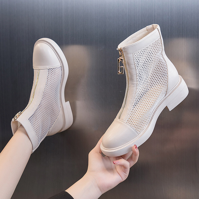 Martin Boots Children Summer Thin 2022 New summer Style Flat Bottom Mesh Yarn Hollowed-out breathable cool boots Short boot mesh boots