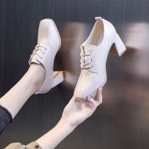 High heels children 2021 New Autumn Spring and Autumn Joker thick heel middle heel small leather shoes British style single shoes