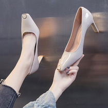 High heels children 2021 New Autumn Spring and Autumn Joker square head rough and professional shallow single shoes Four Seasons Net Red