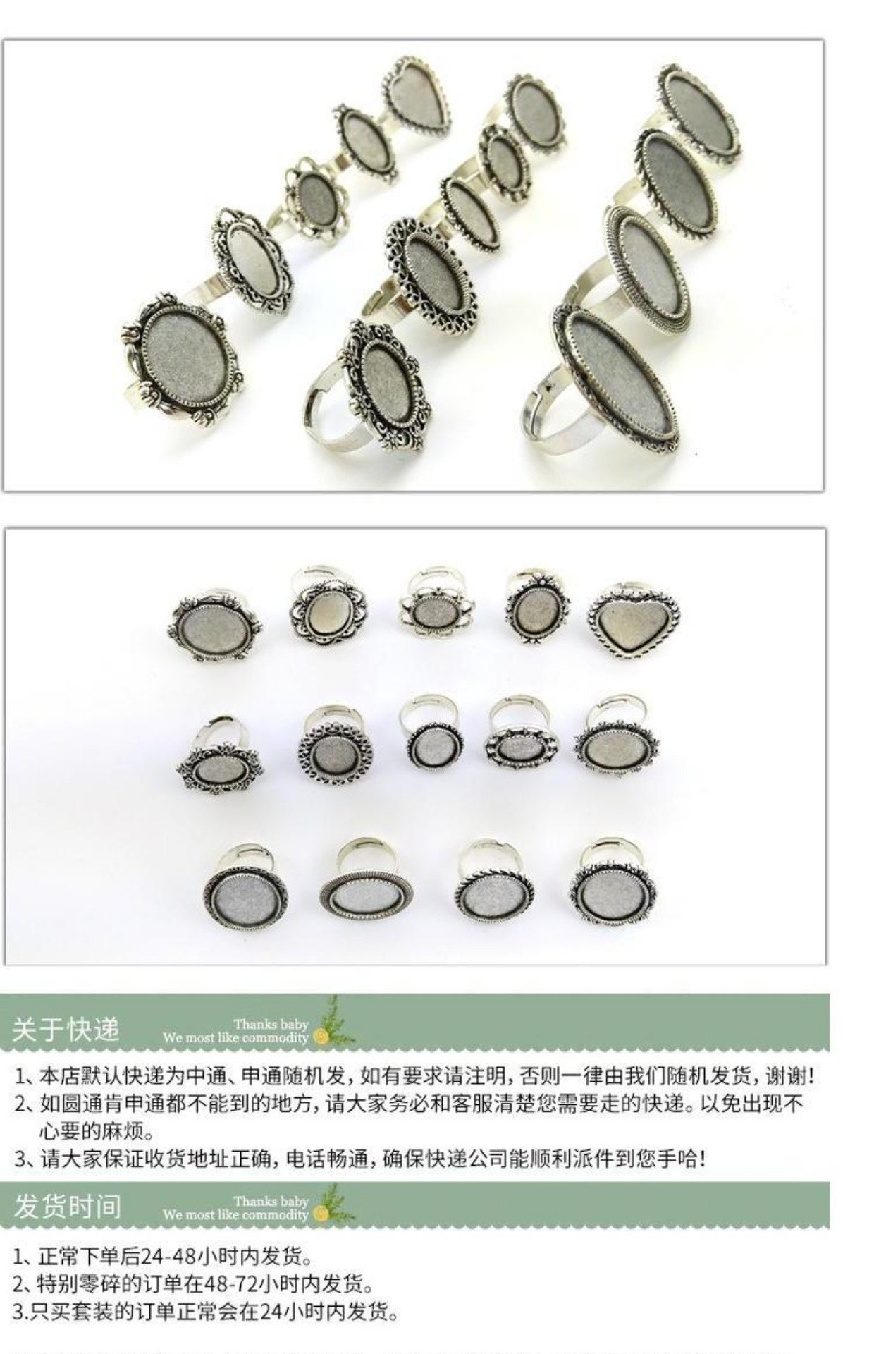 兰 水晶 饰品 配件 女 环 空 托 时光 宝石 底 托 复古 古 银 开口 戒 托 nhẫn nam vàng 18k